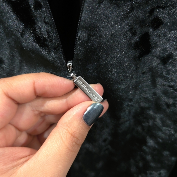 MICHAEL Michael Kors Crushed Black Velvet Bodycon Long Sleeve Dress, Ruffles, XL - Picture 6 of 15